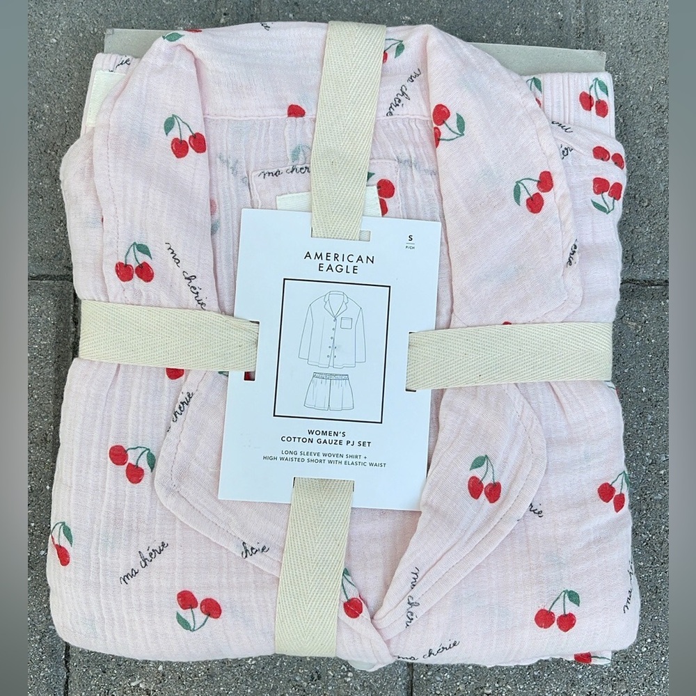 NEW cherry print AE Cotton Gauze PJ Set American Eagle - Picture 7 of 12